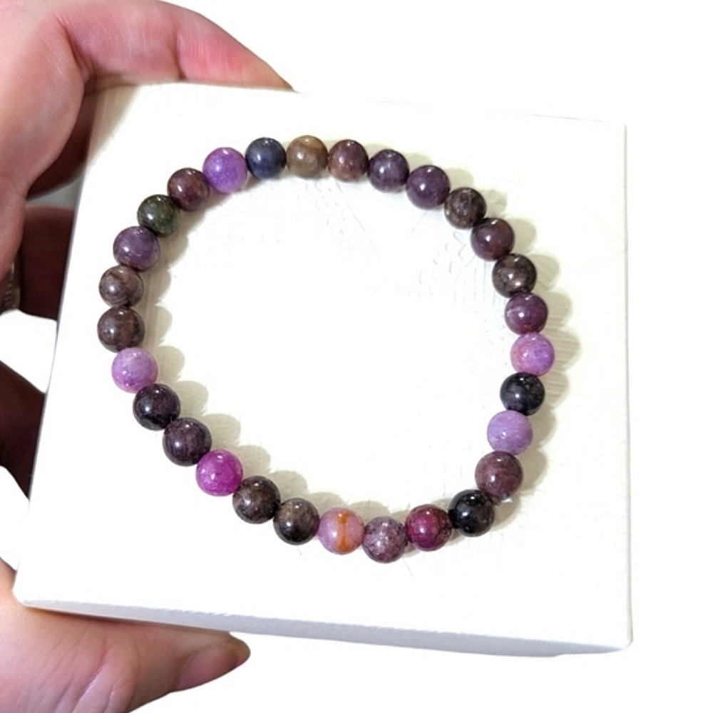 New Purple Sapphire Gemstone Bracelet 6mm Multi A+ Sapphire Beaded Bracelet